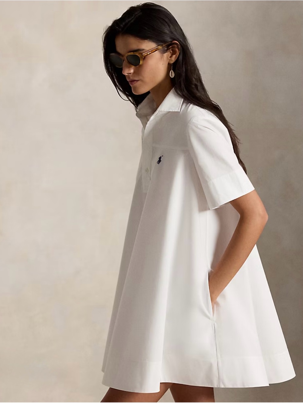 NWOT Ralph Lauren White Cotton A-Line Shirtdress - Picture 3 of 8